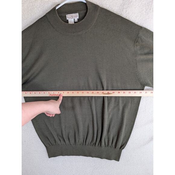 Vintage Norm Thompson Sweater Mens XL Green Silk Blend Ribbed Soft Lightweight - Picture 8 of 16